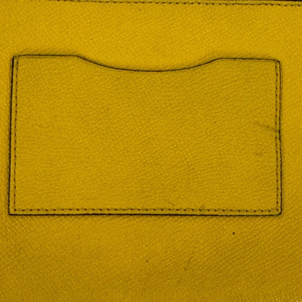 Coach Yellow Crossgrain Leather Crossbody Bag Silver Chain Detail Clutch
